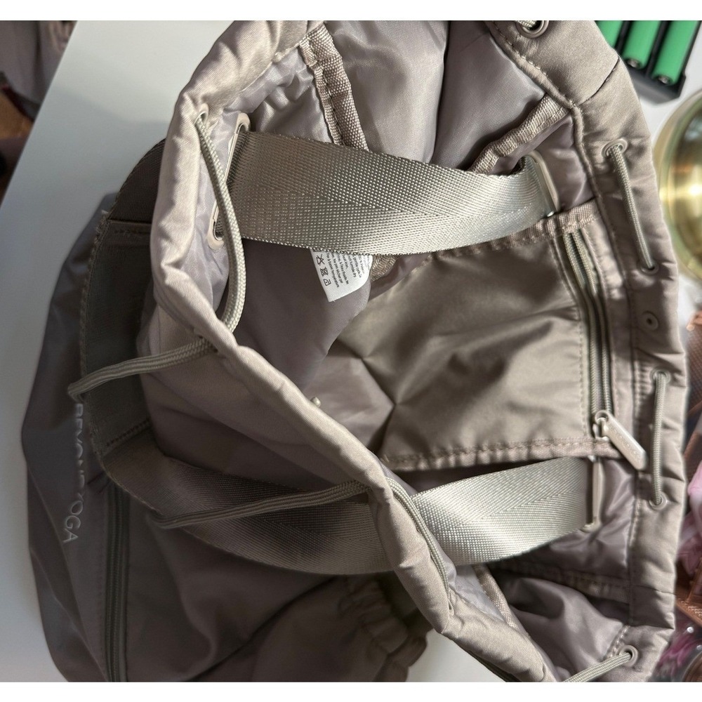 Beyond Yoga Go To Backpack‎ Taupe Gray Nylon Gym Yoga Bag with Shoe Compartment - Picture 3 of 8